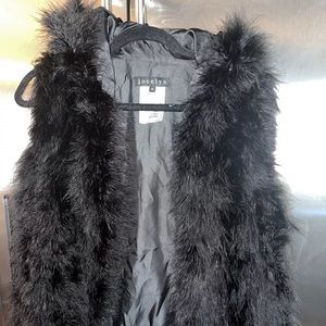 Jocelyn hooded ostrich feather vest